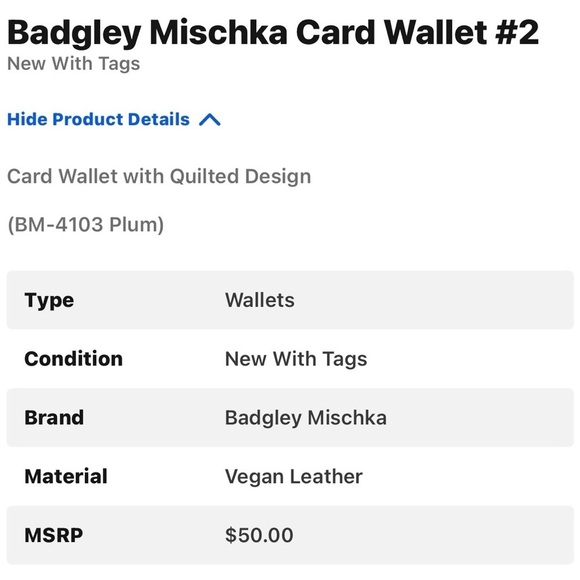 NWT‎ Badgley Mischka Plum Card Wallet MSRP $50🔥🔥 - Picture 3 of 3